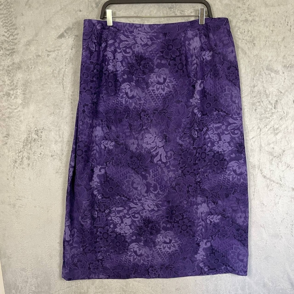 Vintage Y2K Purple Floral Maxi Skirt Plus Size 26/28W Modest Vamp